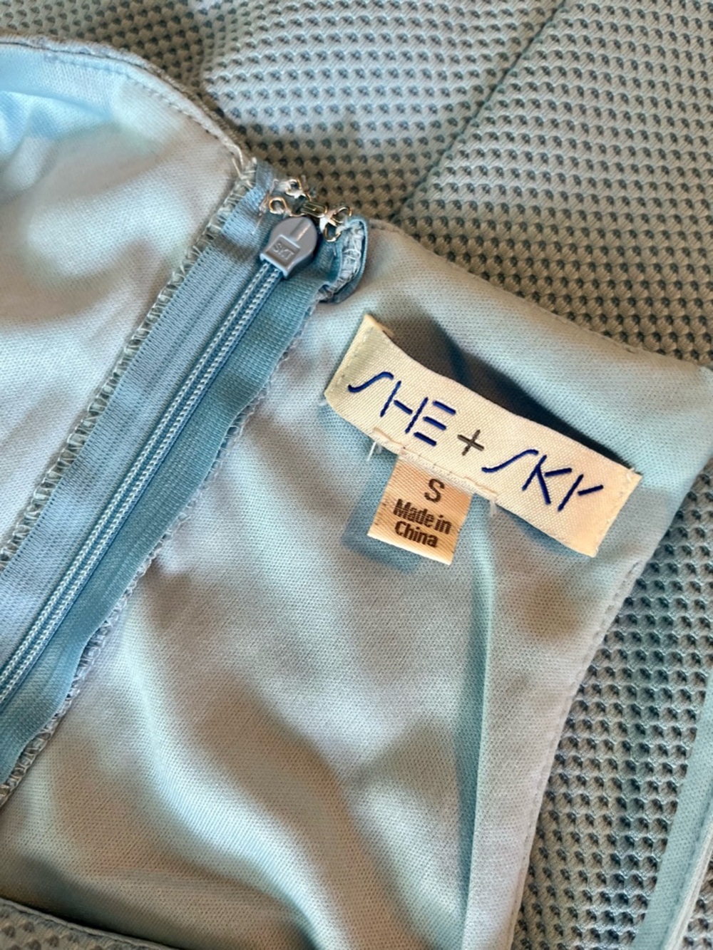 She & Sky Light Blue Spaghetti-Strap Shift Dress Tennis Country Club Summer - Picture 2 of 6